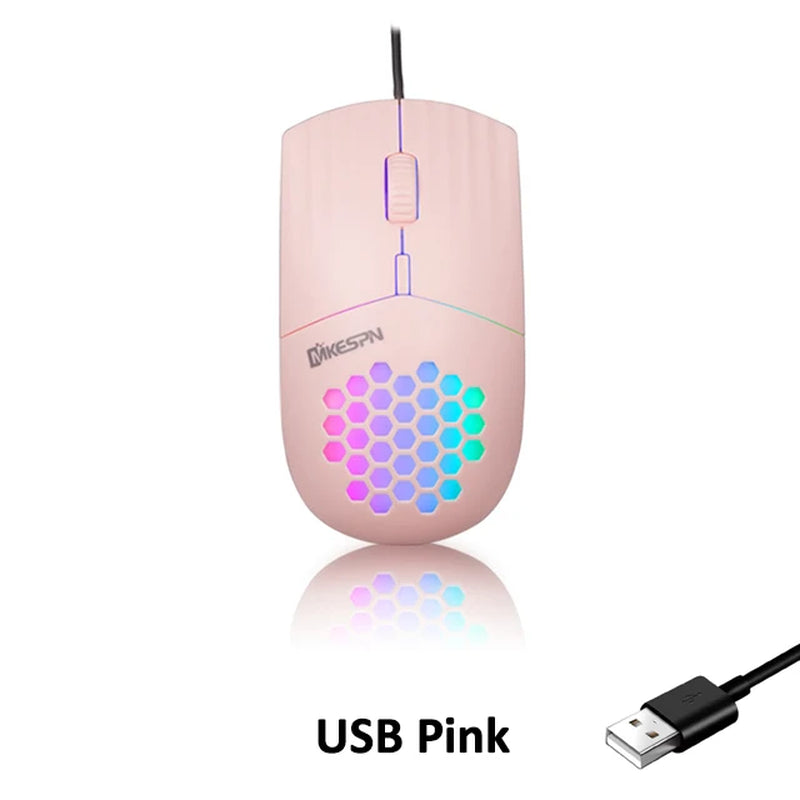 1600 DPI RGB Backlit Honeycomb Shell Mouse Wired RGB Gaming Mouse Usb/Type C Mice for Computer Ipad Tablet Macbook Air Laptop PC