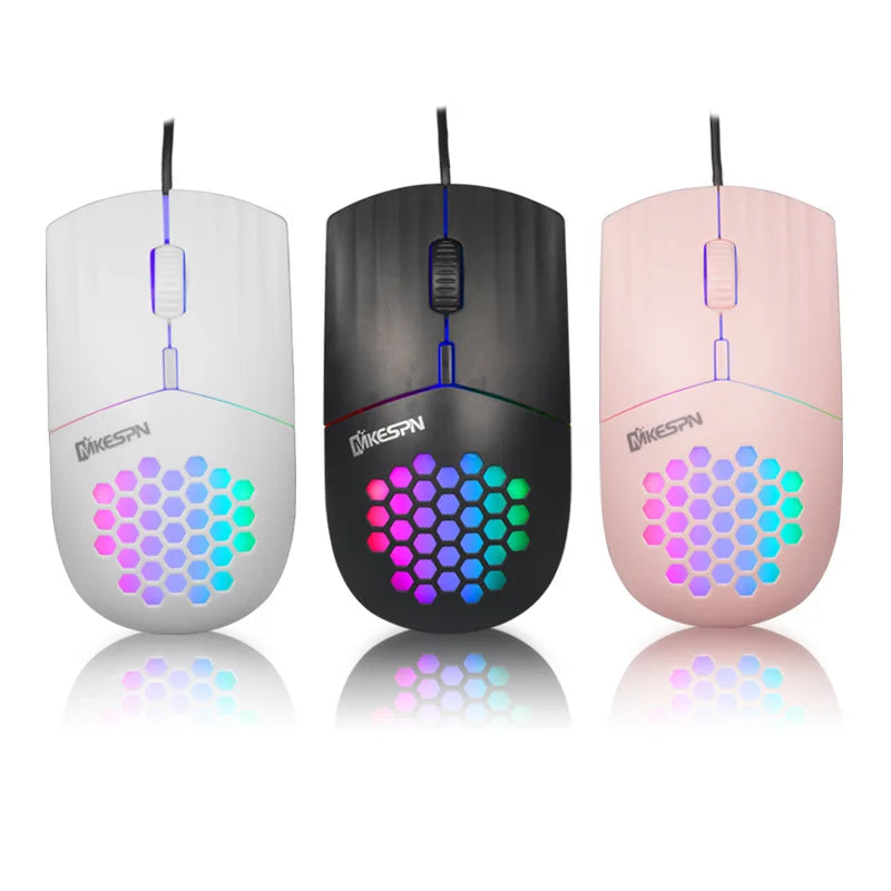 1600 DPI RGB Backlit Honeycomb Shell Mouse Wired RGB Gaming Mouse Usb/Type C Mice for Computer Ipad Tablet Macbook Air Laptop PC