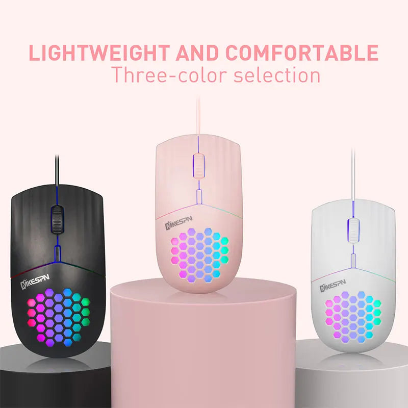 1600 DPI RGB Backlit Honeycomb Shell Mouse Wired RGB Gaming Mouse Usb/Type C Mice for Computer Ipad Tablet Macbook Air Laptop PC